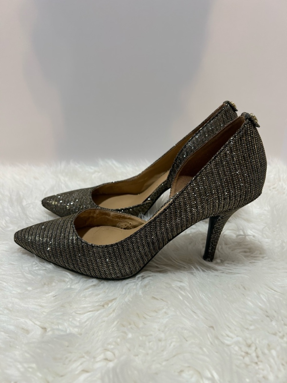 Michael Kors Sparkle Pointed-Toe Pumps in Metallic Gunmetal